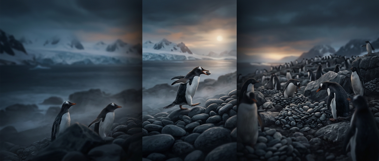 Penguins steal rocks from their neighbors