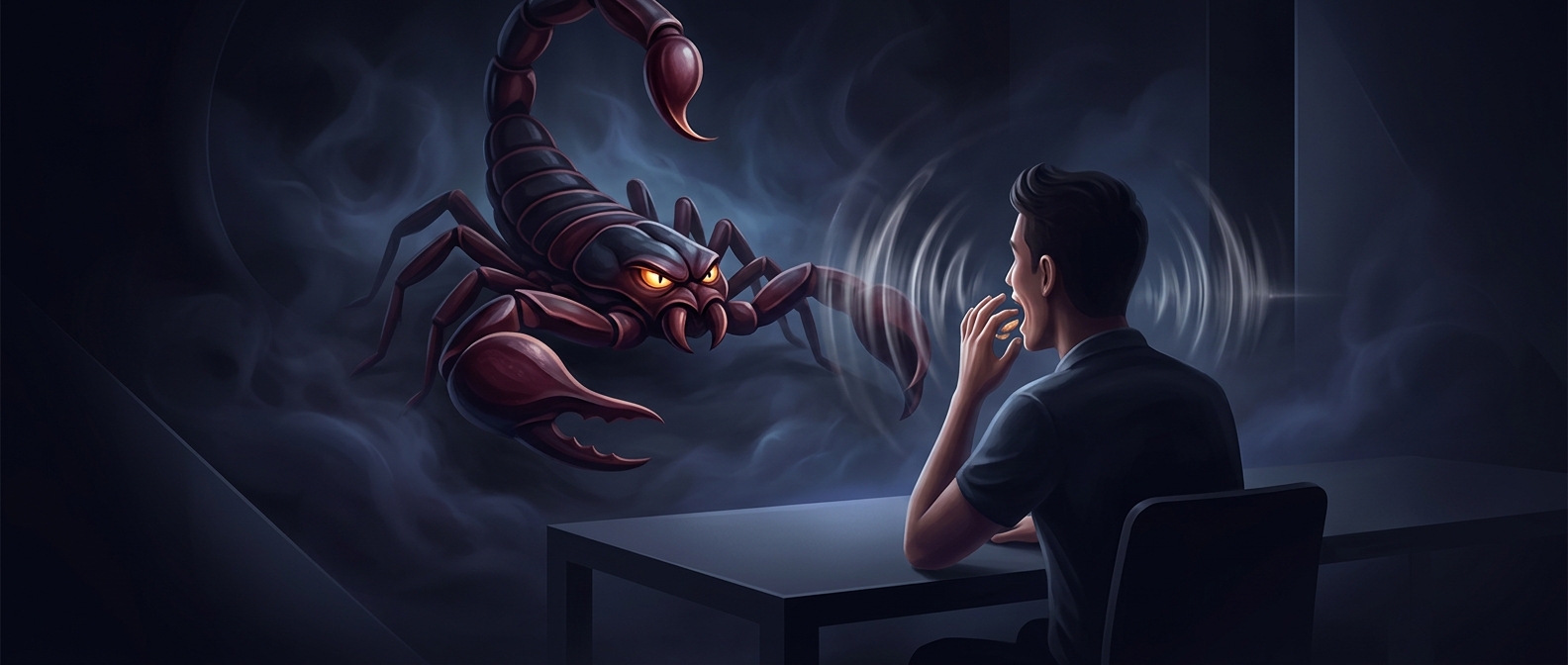 Scorpio glares intensely at anyone chewing loudly