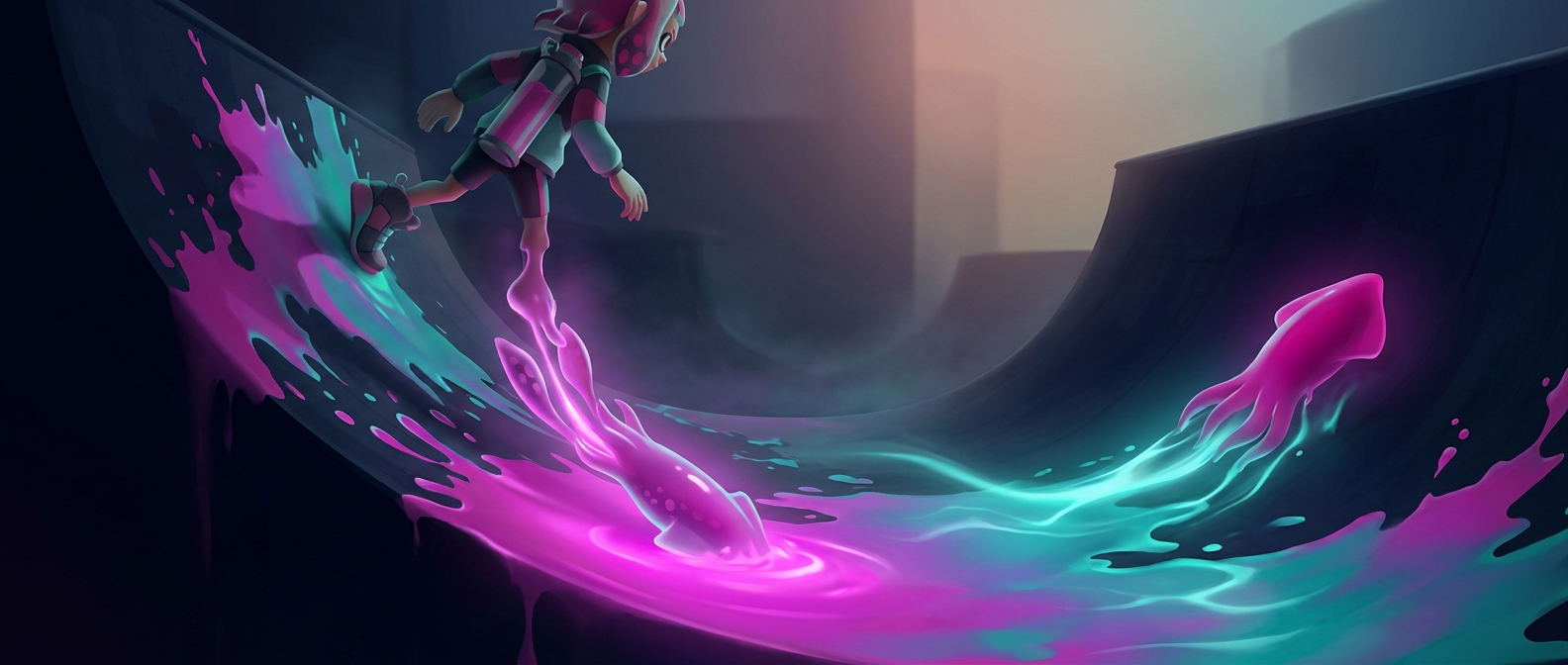 Splatoon characters transform into squids to swim in ink