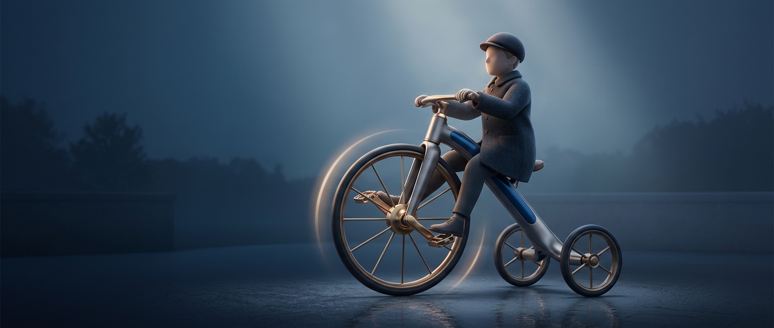На трехколесных велосипедах Big Wheel педали расположены на переднем колесе