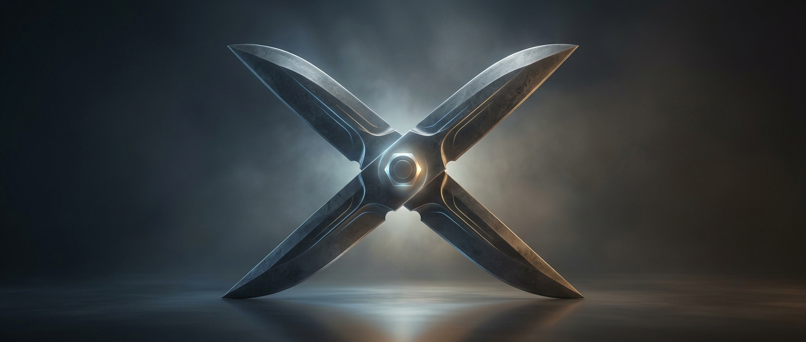 Paired blades bolted into an X shape
