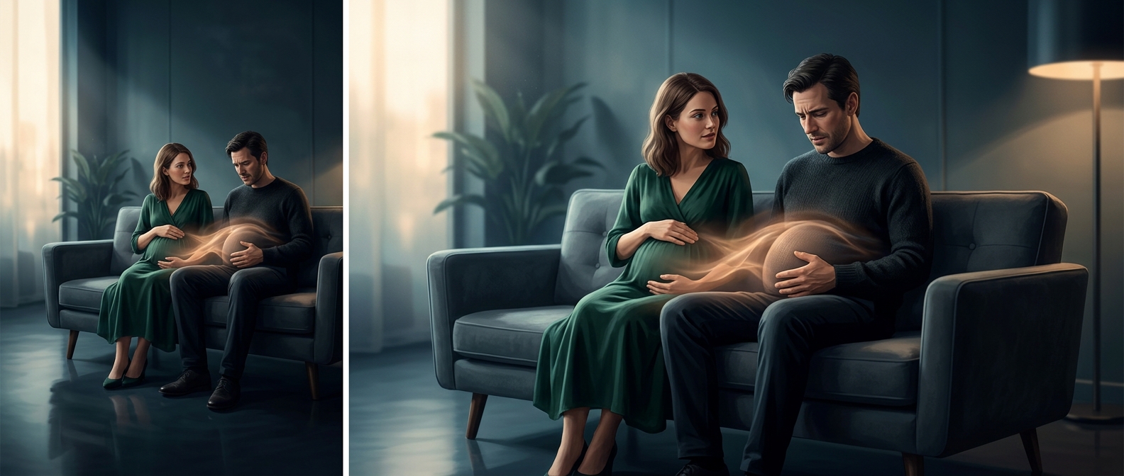 Some men experience pregnancy symptoms too