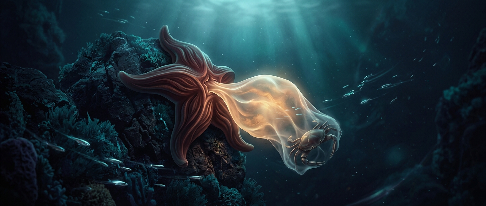 Starfish digest prey outside their bodies