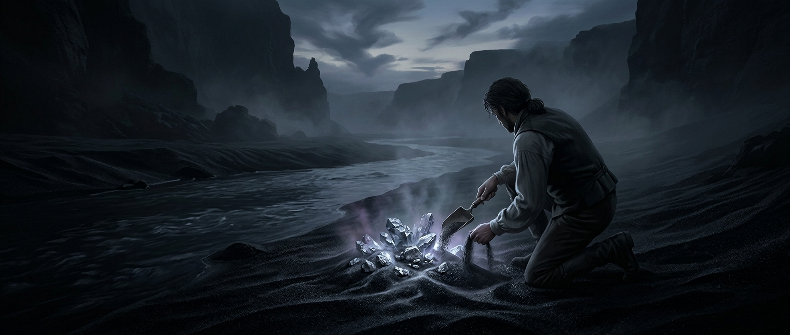 Gregor discovered titanium buried in black river sand