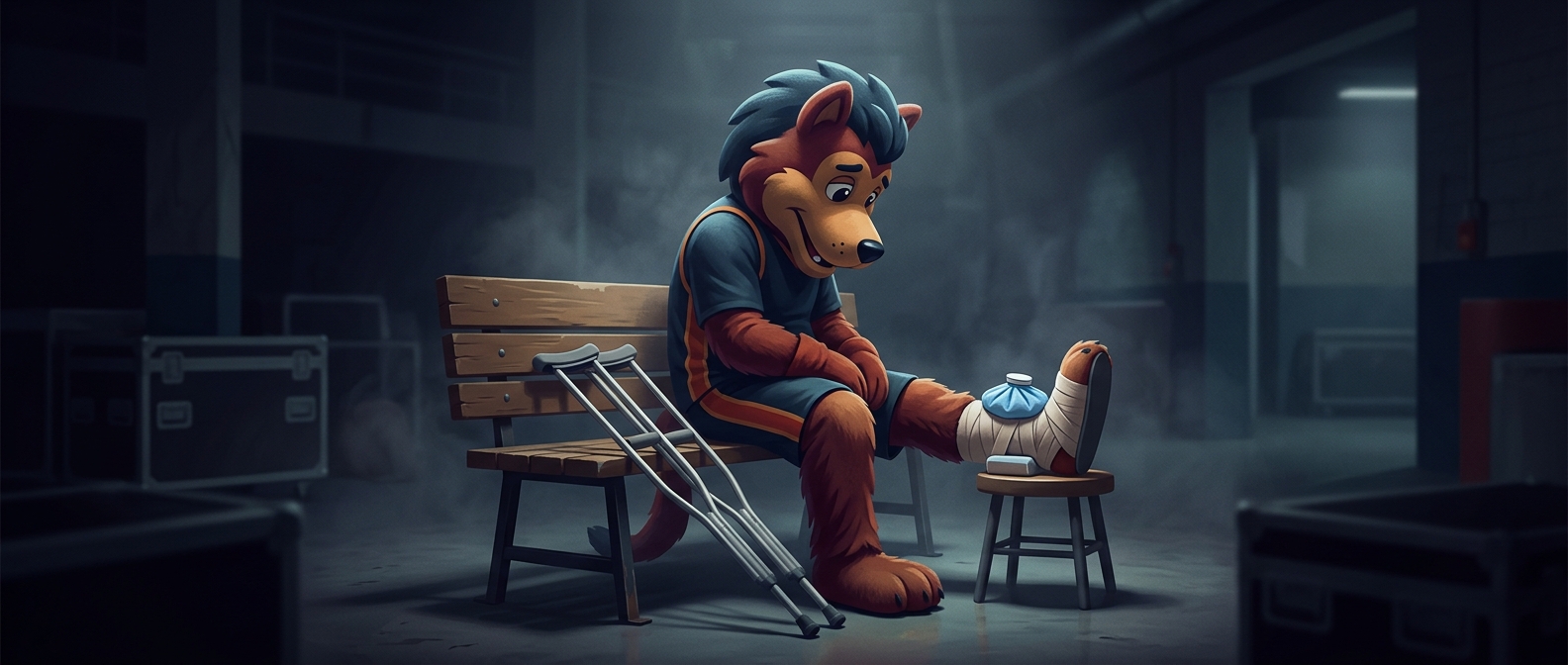 The person inside the mascot costume may be injured