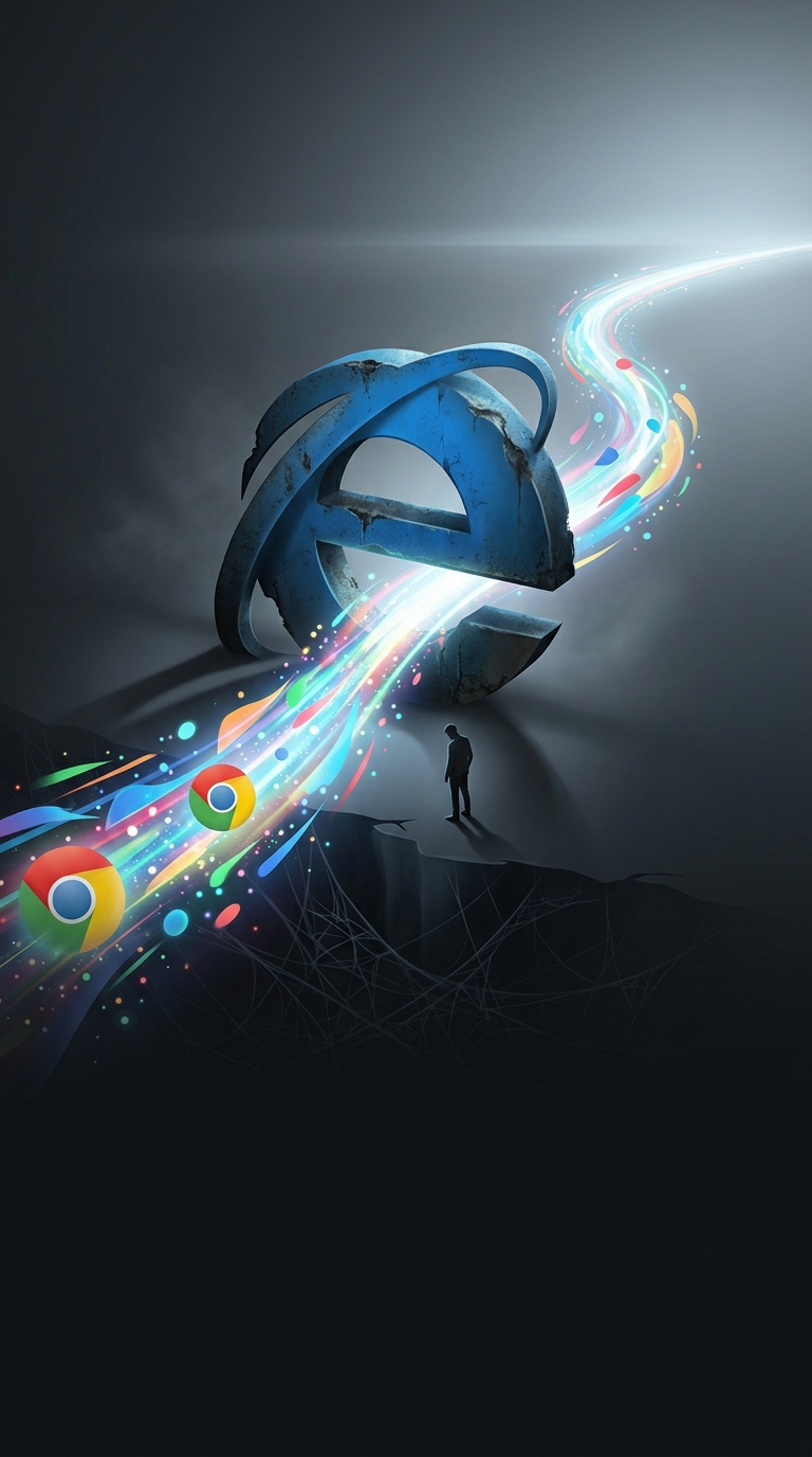 Internet Explorer доминировал на рынке, но его наследие — это роль инструмента для скачивания Chrome.