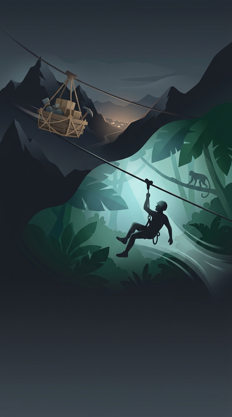 Zip lines were not invented for exhilarating eco-tourism through rainforest canopies, but were originally utilized as a highly practical method for transporting cargo across treacherous mountainous terrain.