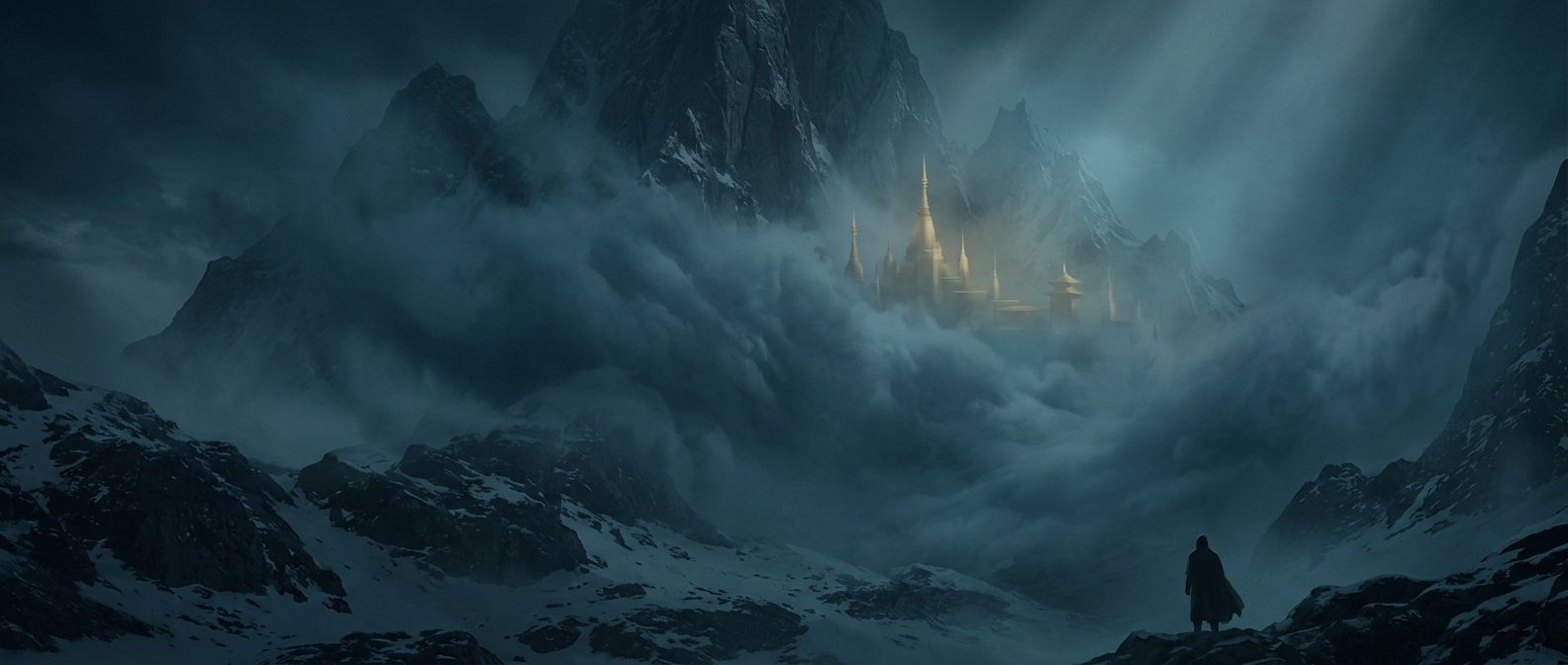 Shambhala hides behind an impenetrable snow veil