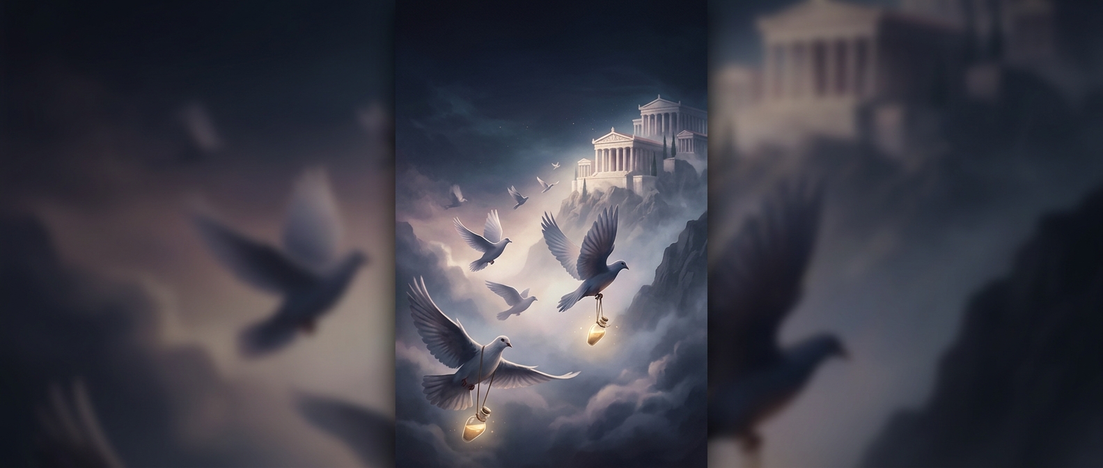 Ambrosia was delivered by doves to Mount Olympus