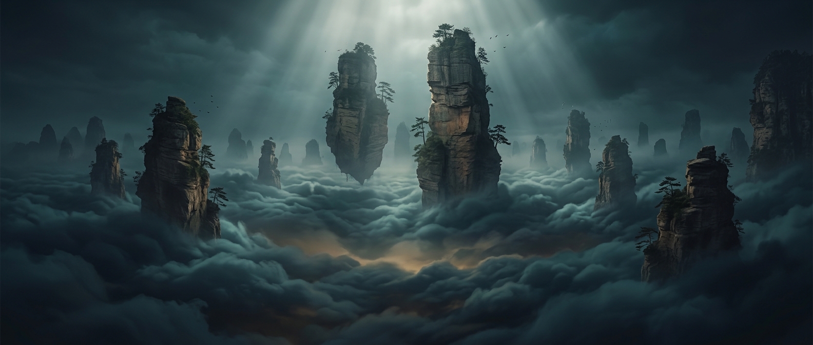 China’s stone pillars disappear into the clouds