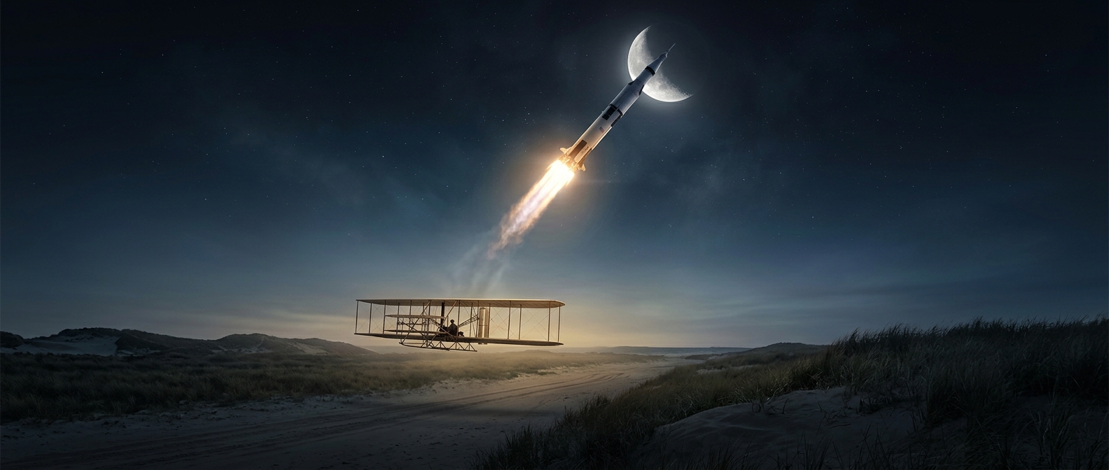 From first flight to Moon landing in 66 years
