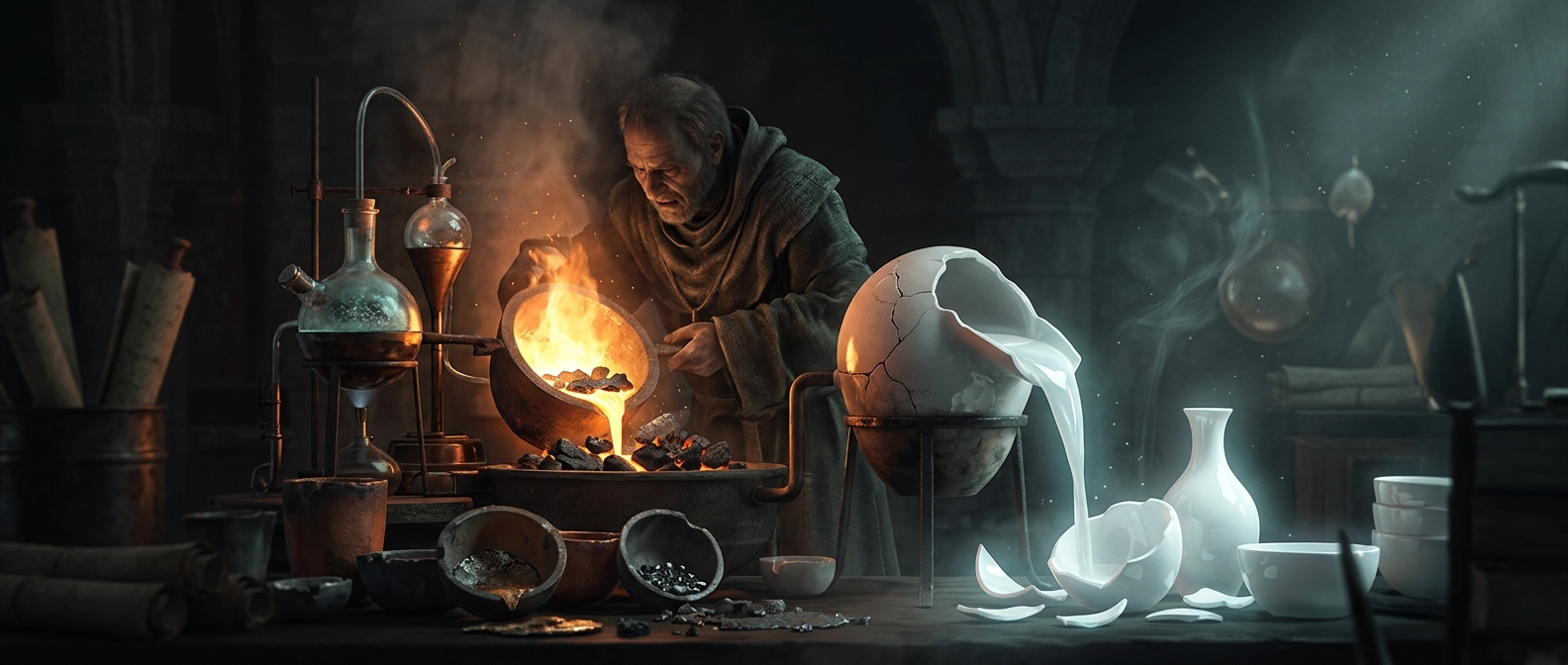 European alchemists accidentally invented porcelain while desperately trying to manufacture fake gold