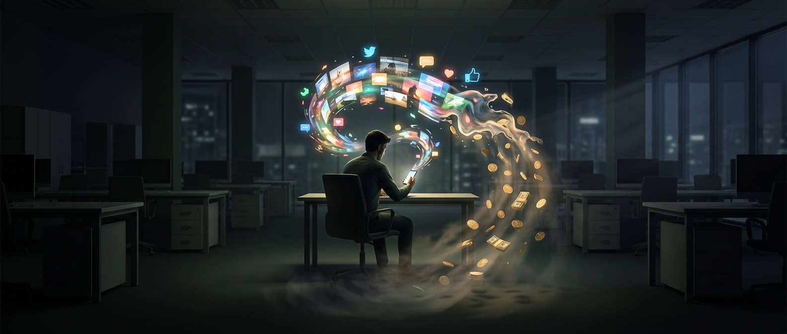 Scrolling through social media during company hours
