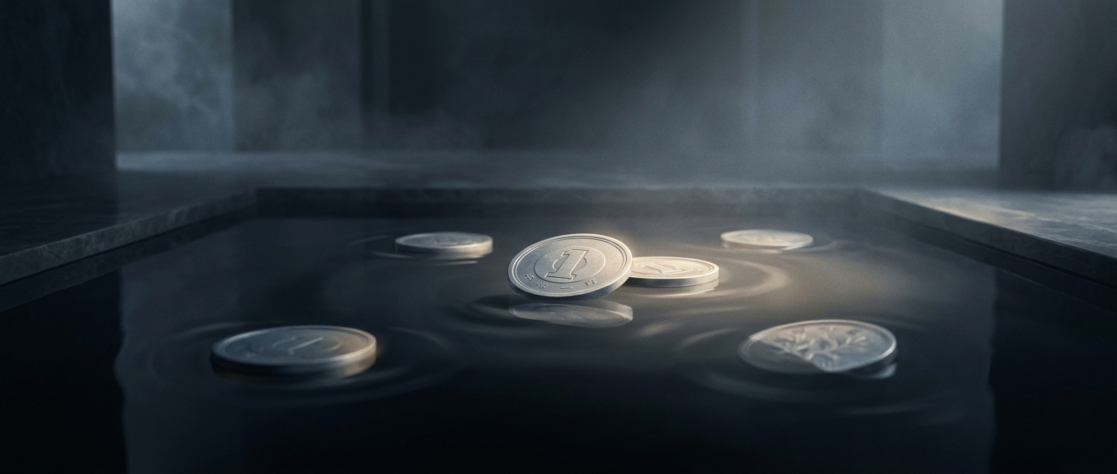 A Japanese one-yen coin can float on water