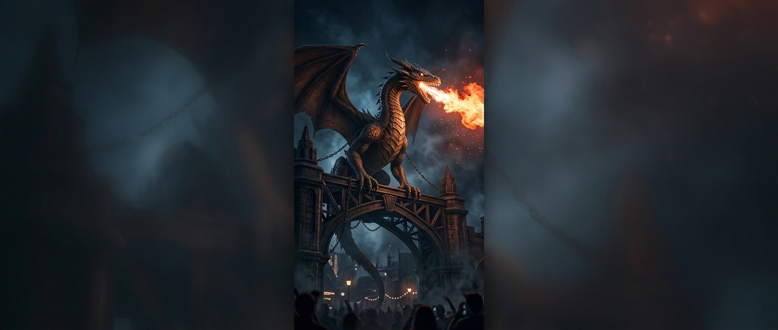 Universal Studios установили массивного огнедышащего дракона