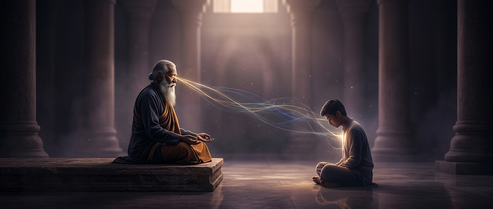 Gurus transmit spiritual energy through a simple gaze