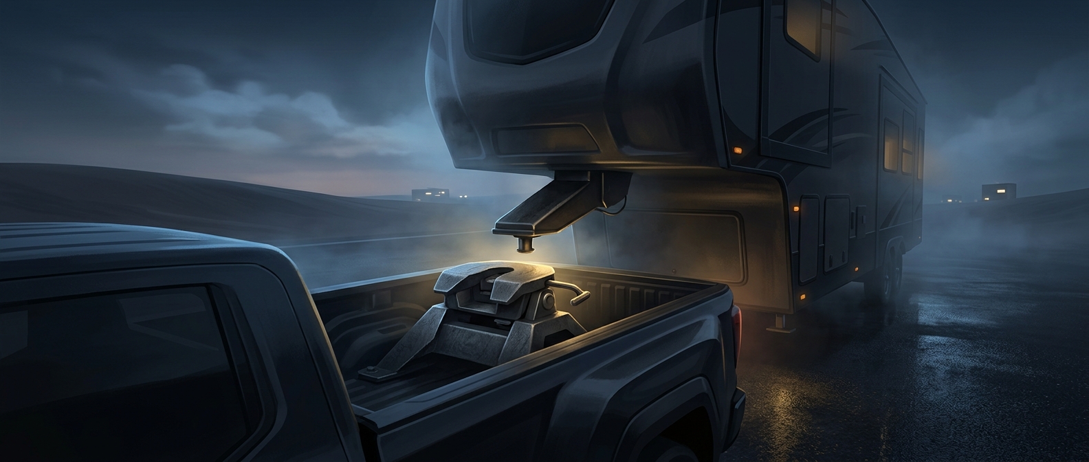 Fifth-wheel trailers lock directly into truck beds
