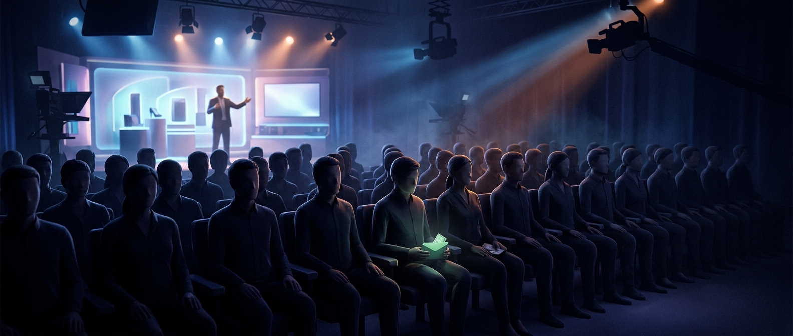 Those excited infomercial crowds are paid