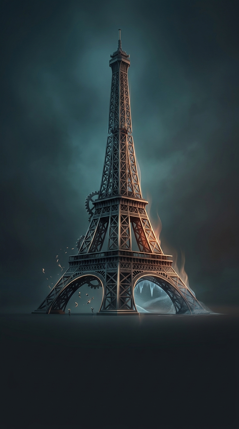 Depending on the season, what surprising physical transformation does the Eiffel Tower undergo?
