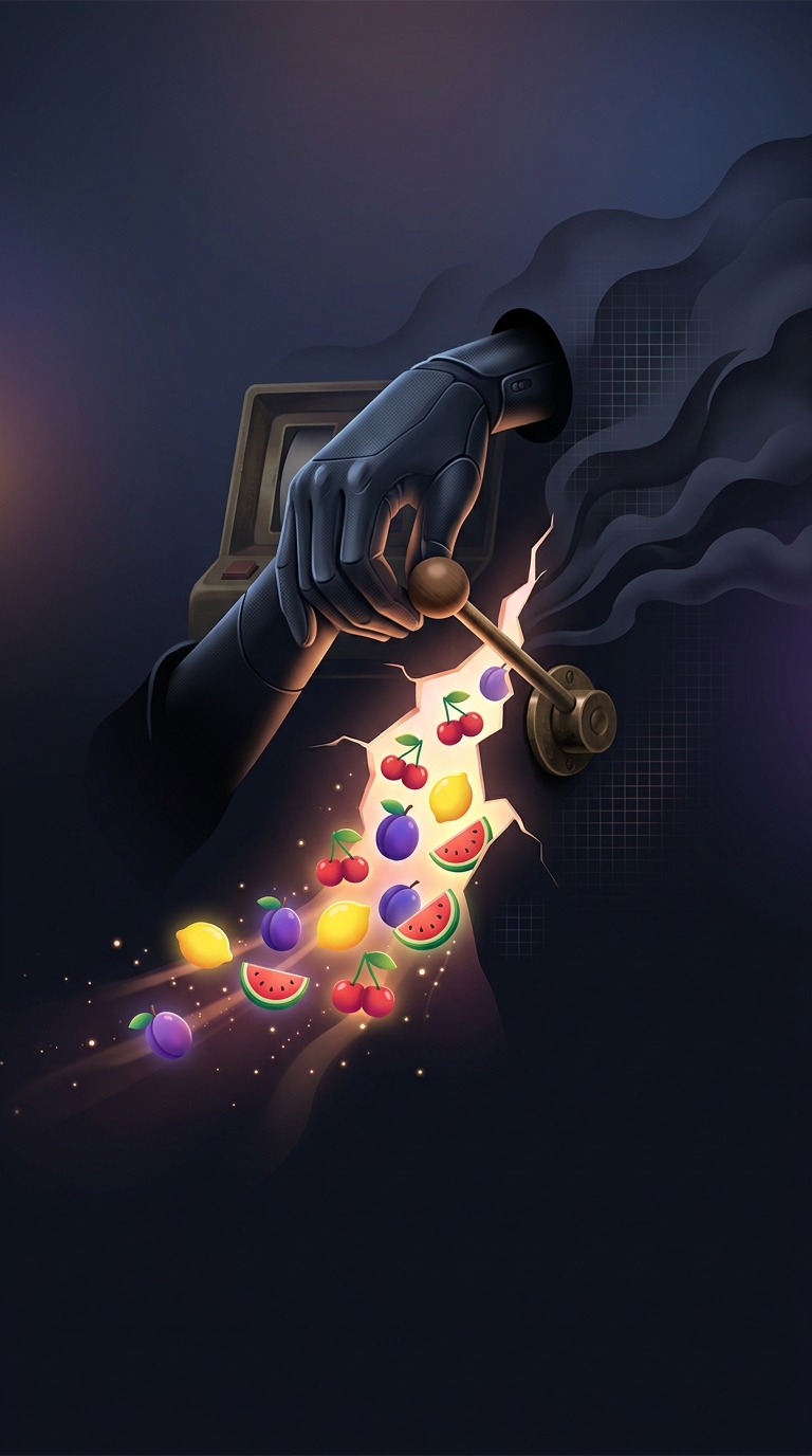 Why do traditional slot machines use quirky symbols like cherries, lemons, and watermelons instead of coins or cards?