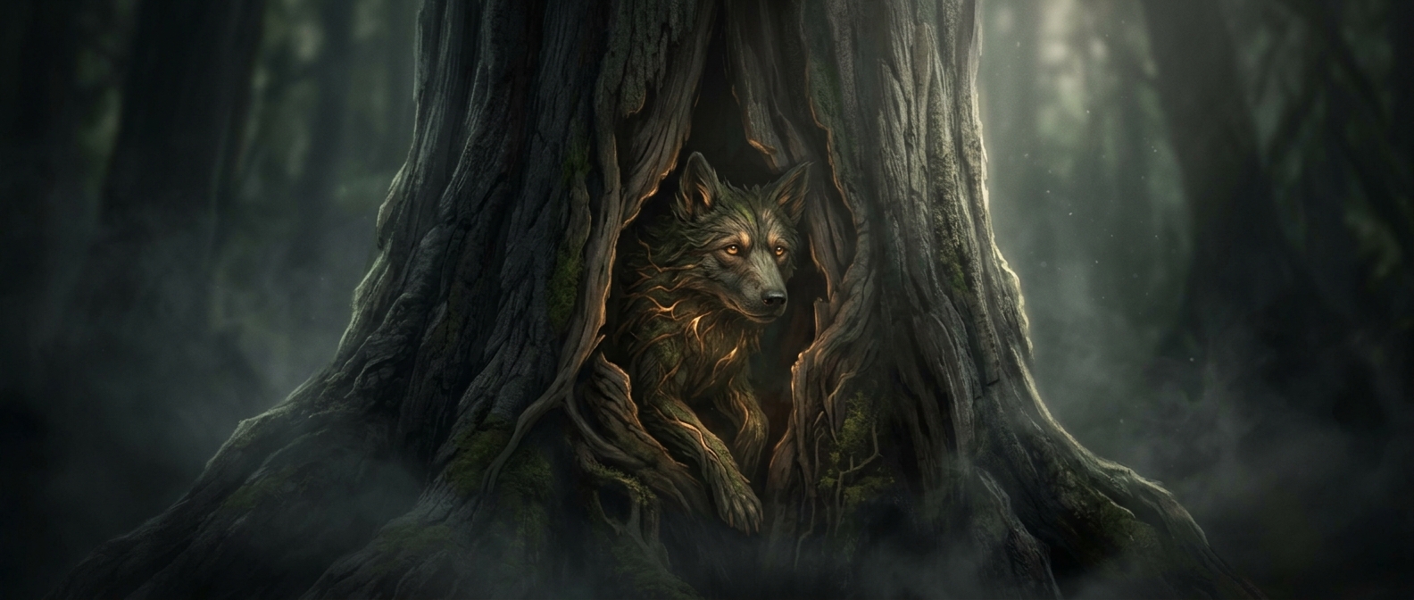 Penghou dogs permanently living inside timber