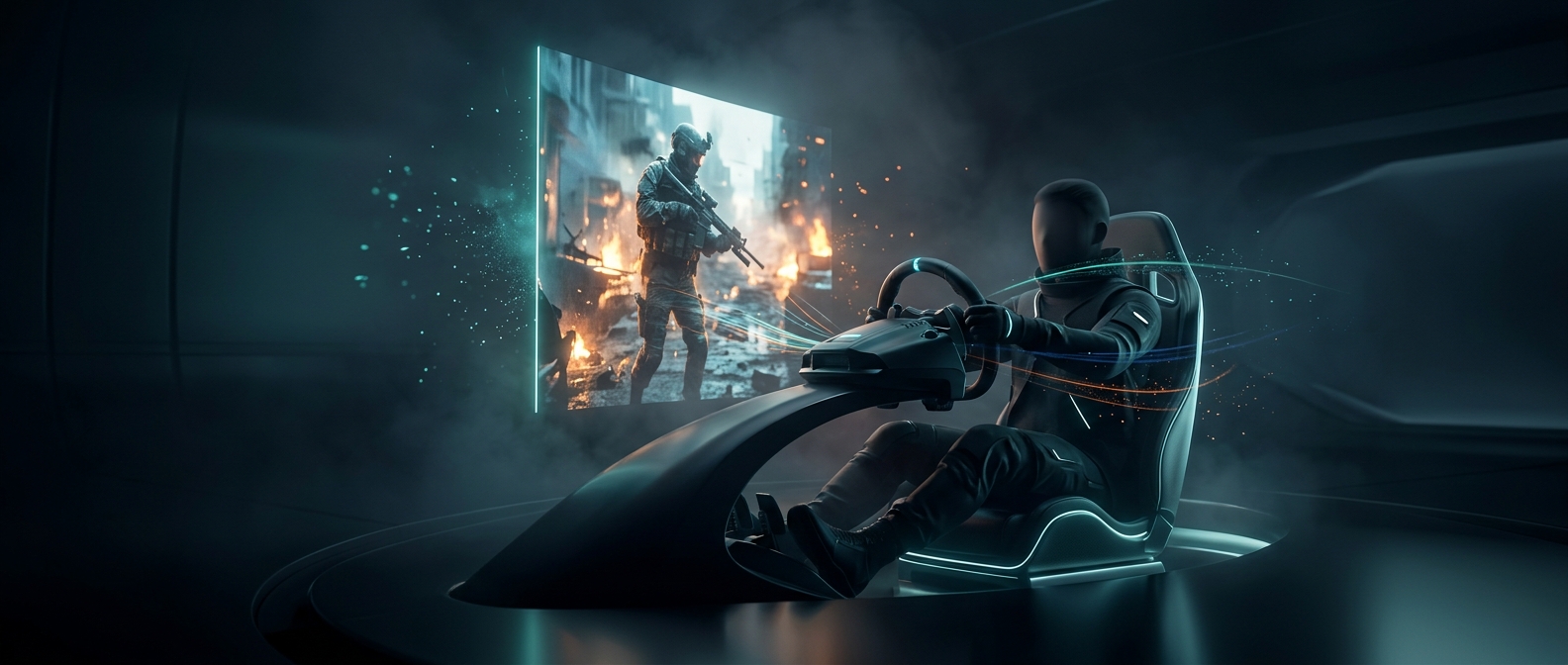 Using a steering wheel controller to play shooter titles