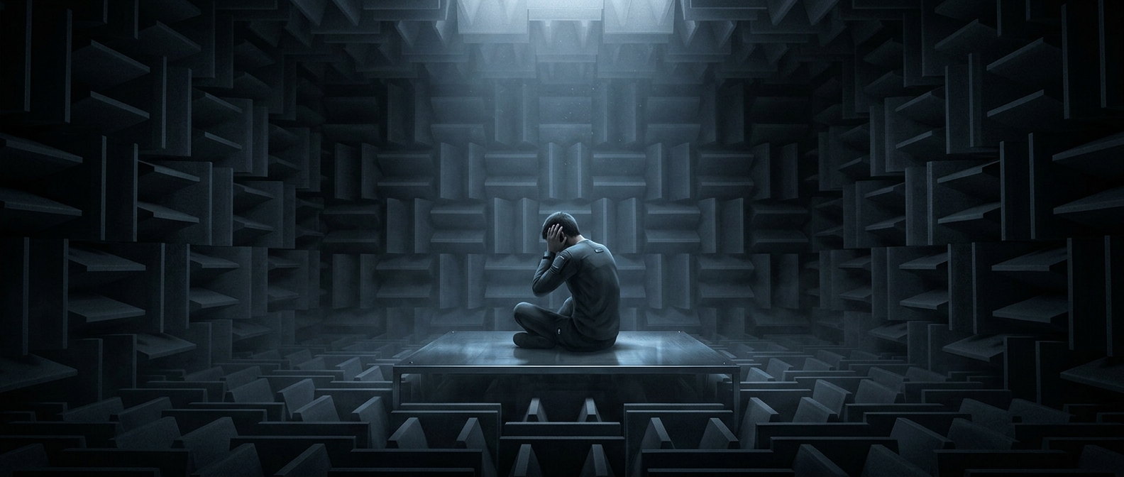 Inside the room so quiet you hear your own blood