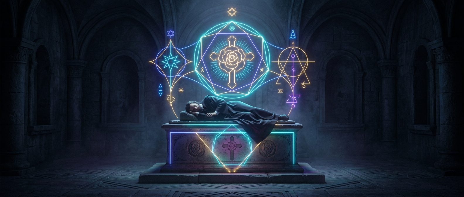 Christian Rosenkreuz slept in a neon geometry tomb