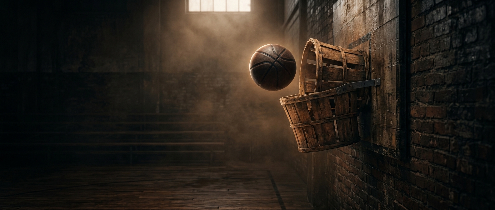 When basketball hoops had no open bottoms