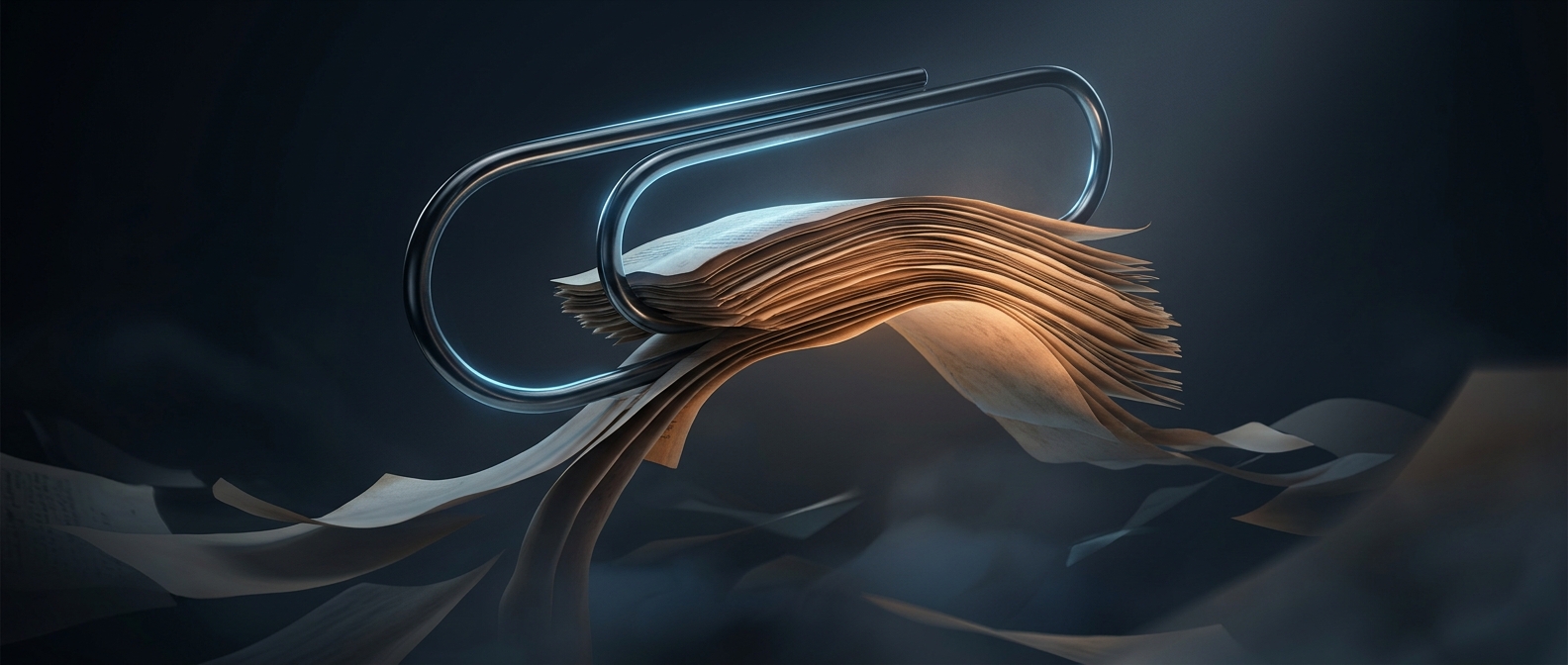 Wire paperclips hold pages together via metal elasticity