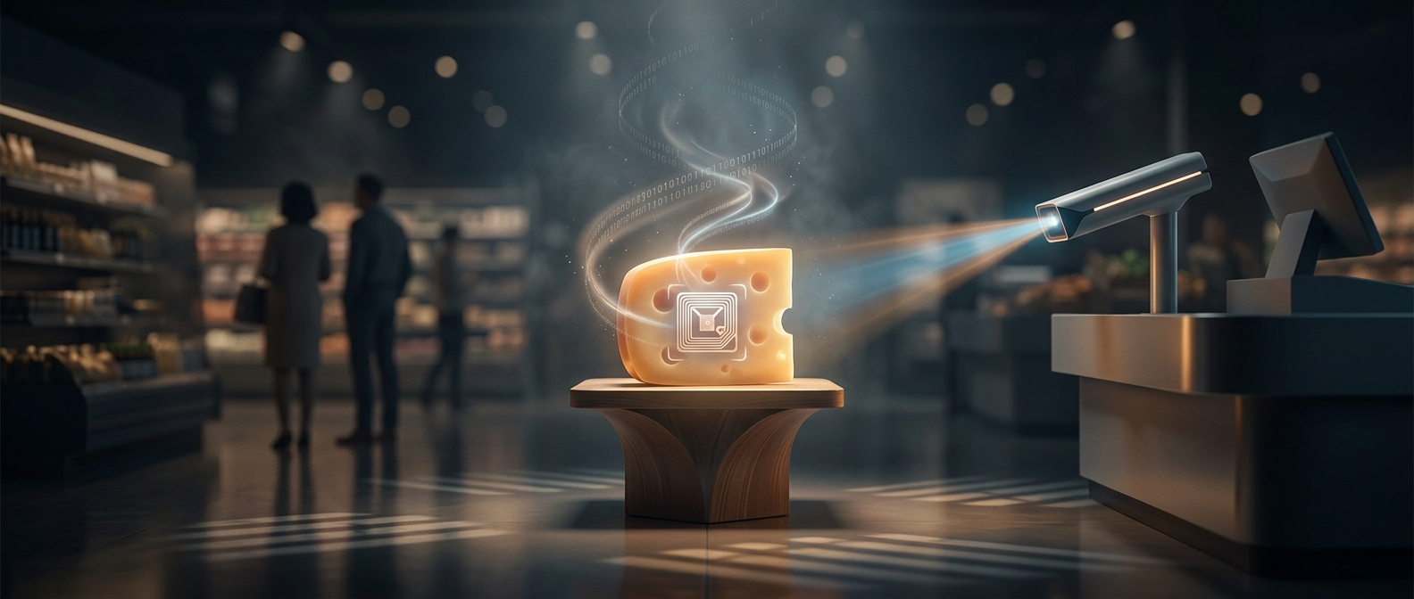 The first RFID scan tracked a package of cheese