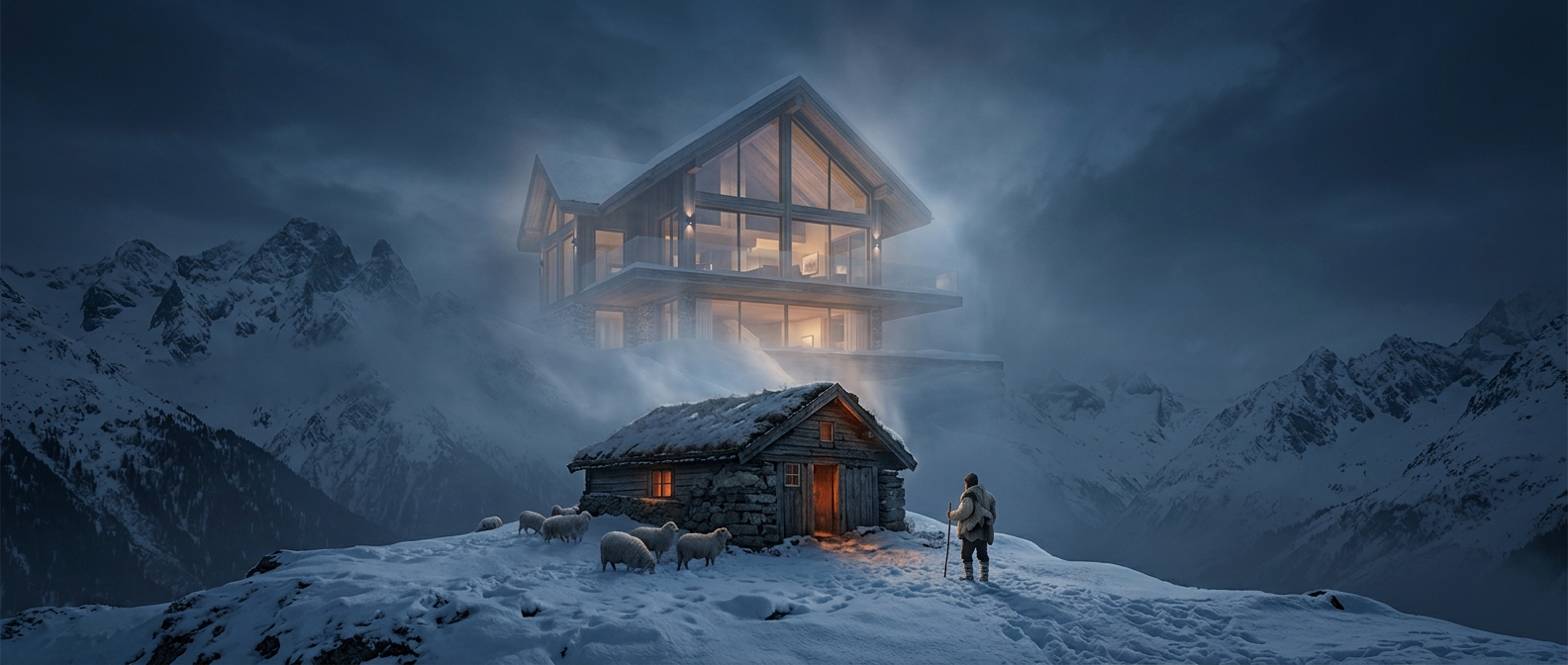 Alpine chalets began as humble herder huts