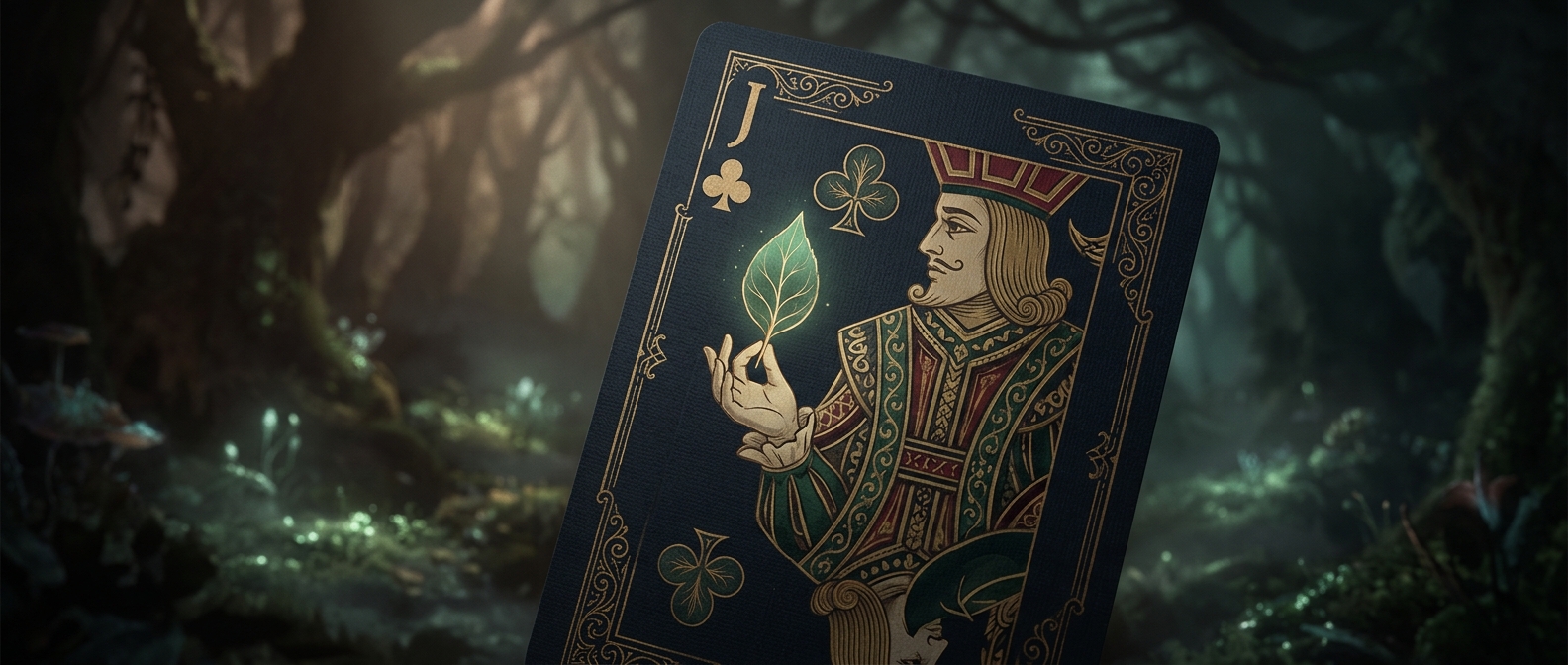 Jack of Clubs holds an object resembling a leaf