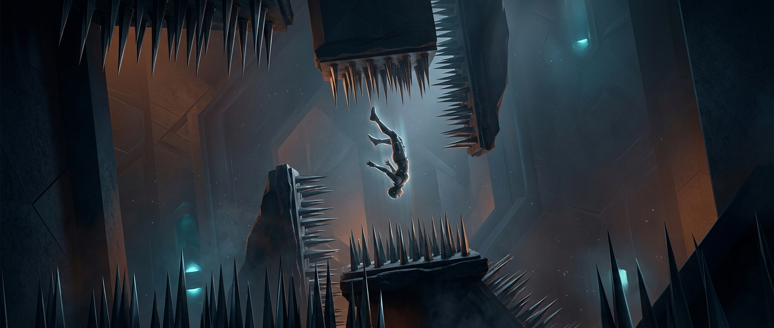 Flipping gravity repeatedly to navigate a spiky room