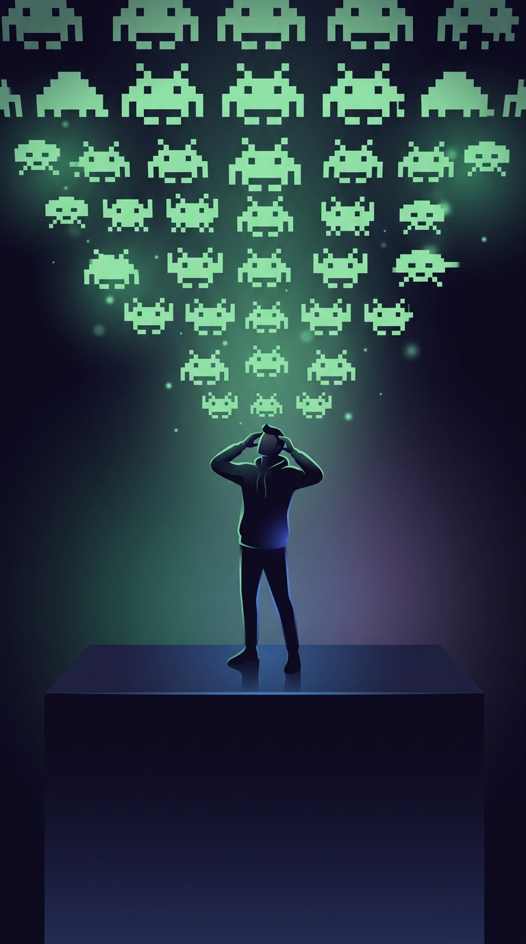 How did the iconic escalating speed and panic of the original Space Invaders arcade game actually get invented?