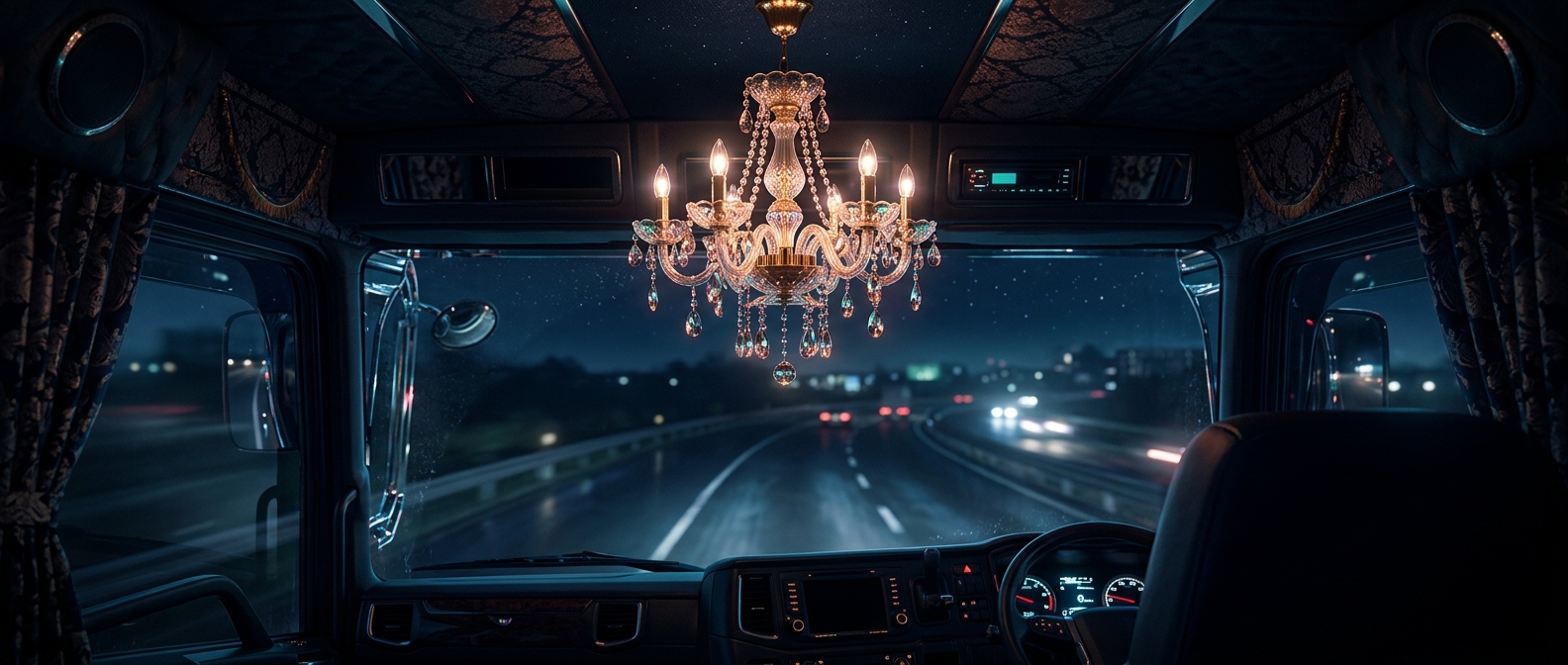 Some Japanese freight trucks have chandeliers inside