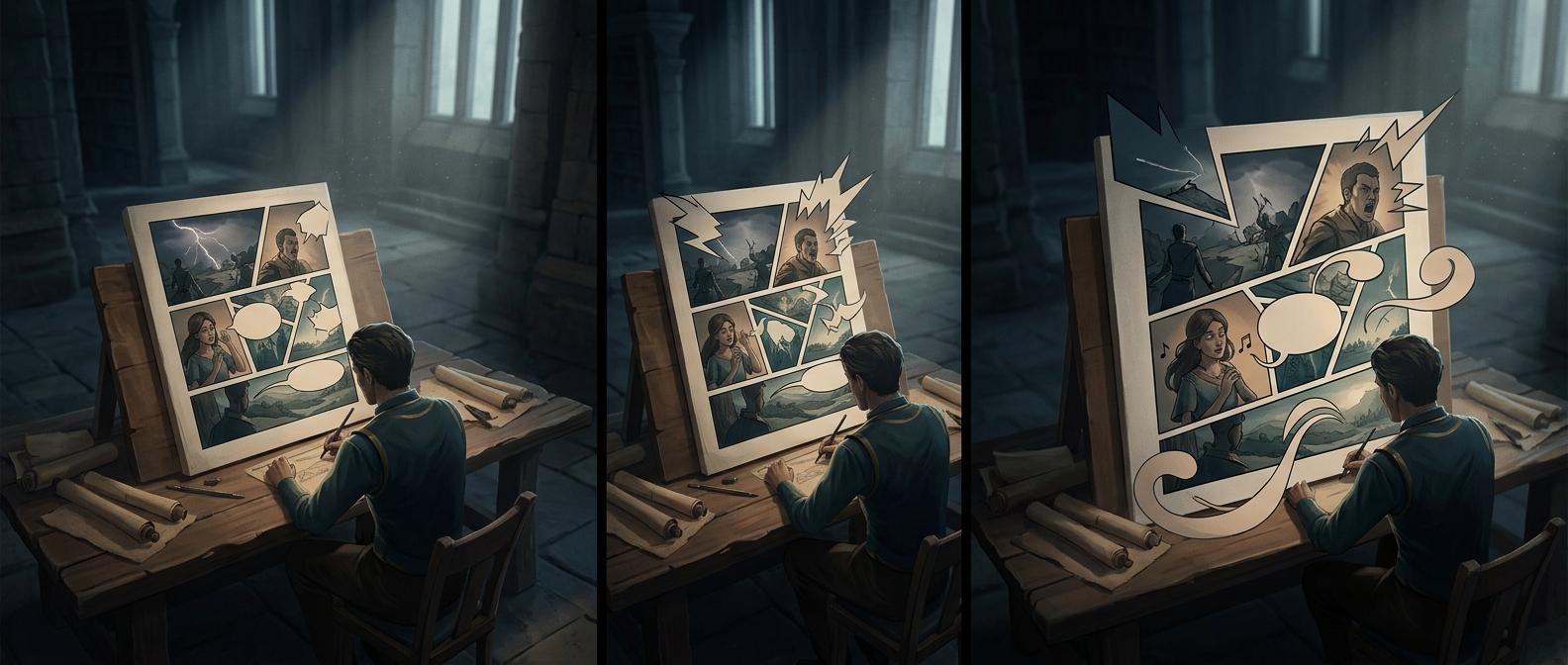 Sequential art utilizes shape language to indicate acoustics