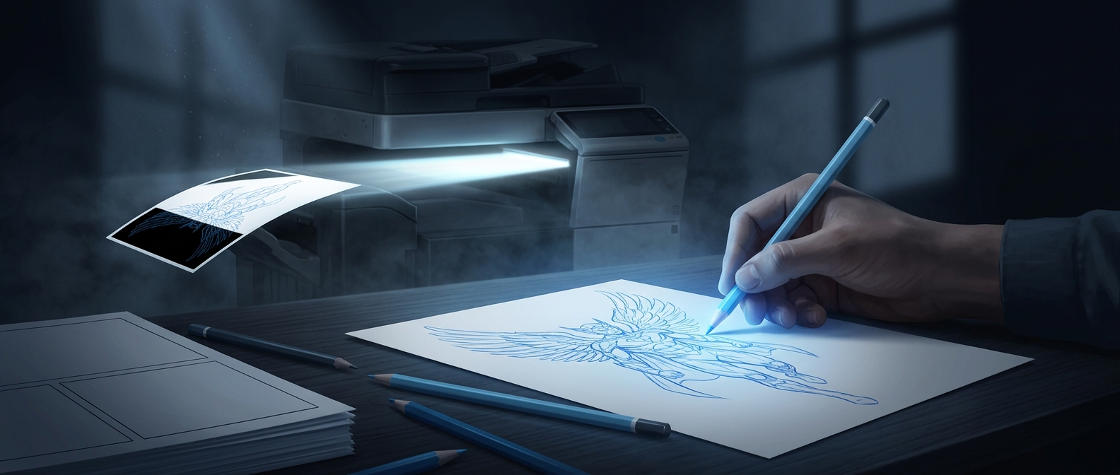 Why comic artists used blue pencils