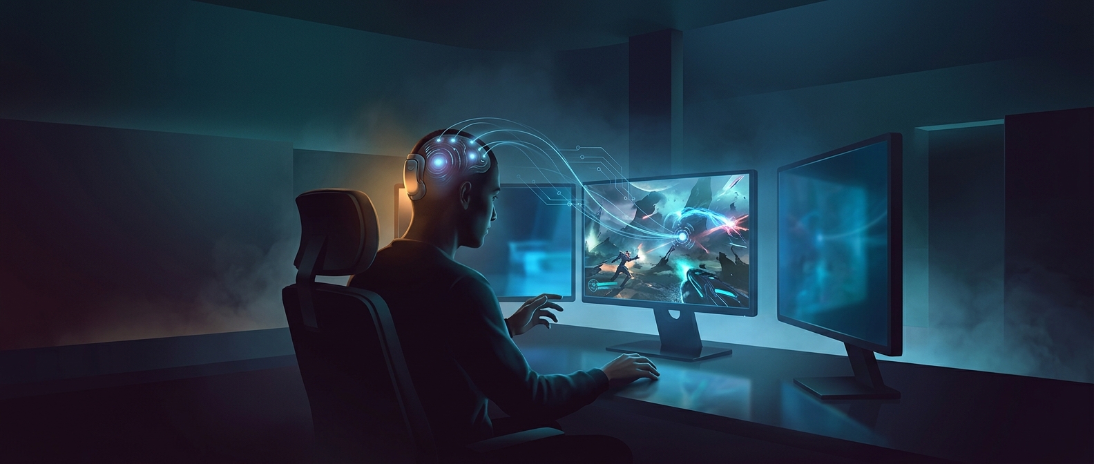 He played video games by thinking about moving the mouse