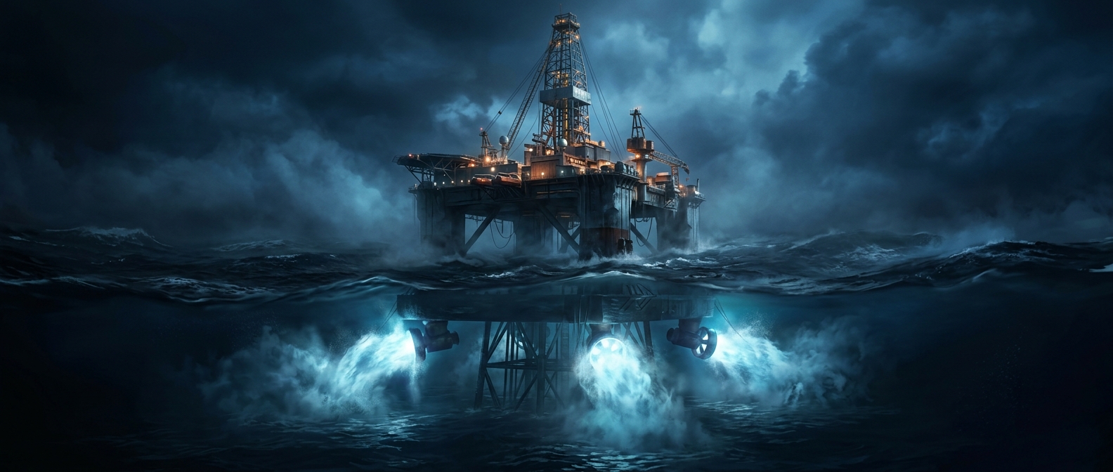Нефтяные вышки используют массивные двигатели для удержания точного положения