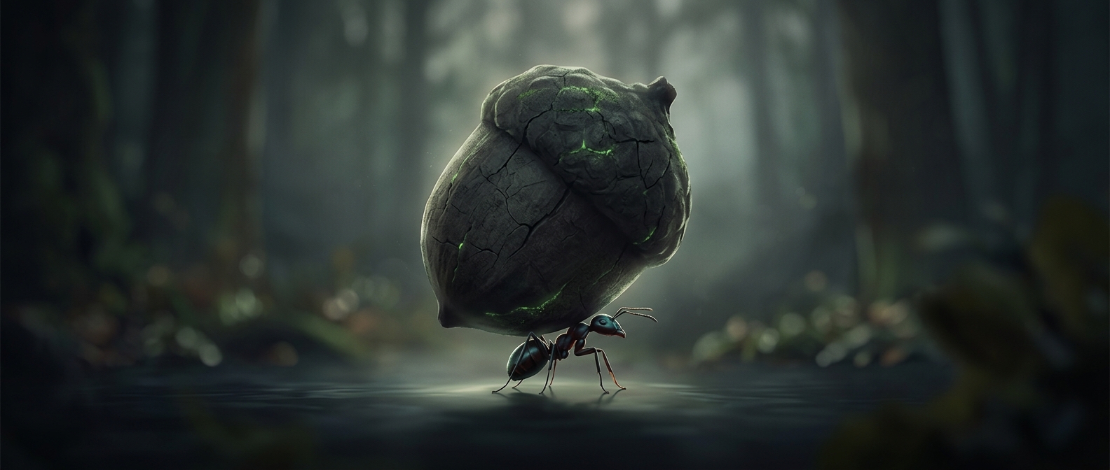 How ants carry objects many times their size