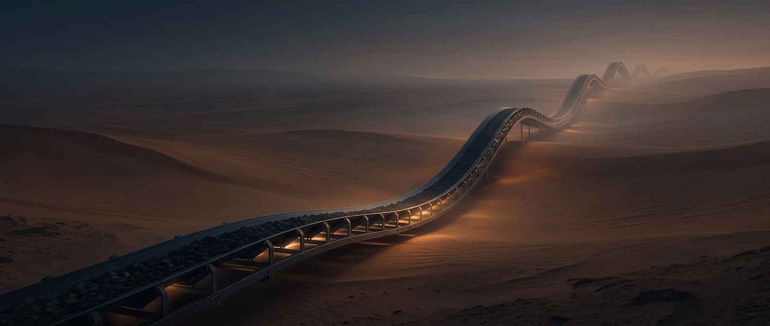 The conveyor belt that carries ore for miles