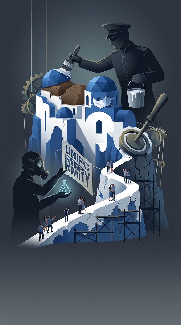 Santorini's iconic blue and white architecture is not some deeply rooted ancient aesthetic tradition, but rather a relatively modern political mandate originally enforced by a…