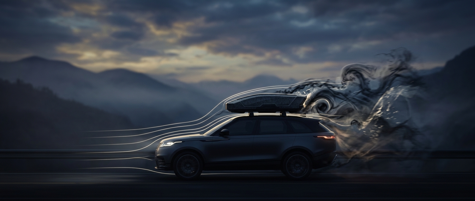 Rooftop cargo boxes severely degrade aerodynamics