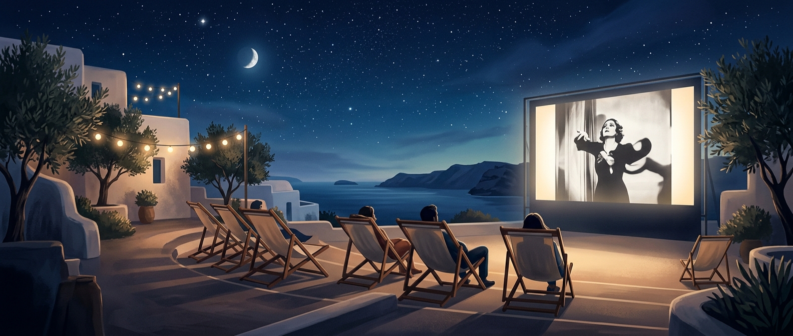Greece operates stunning outdoor cinemas with deck chairs