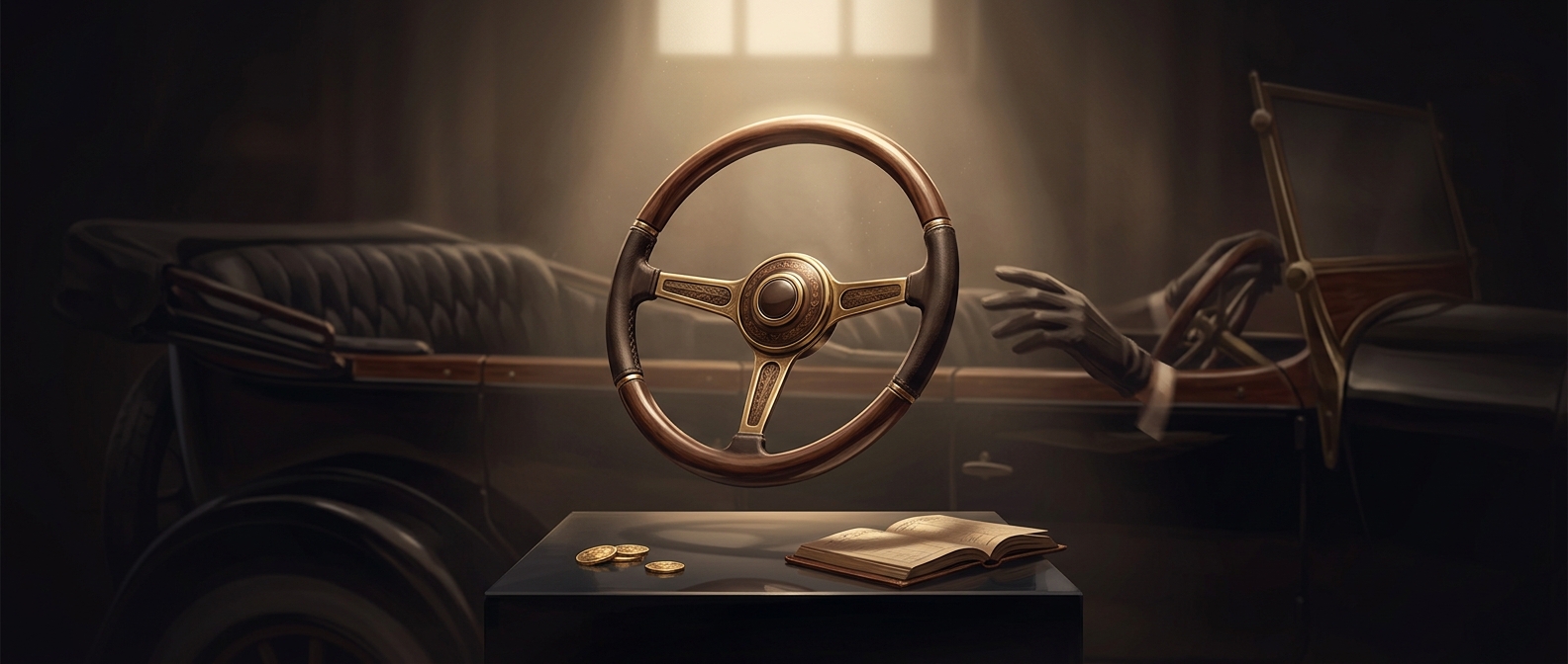 Early drivers paid extra for a steering wheel