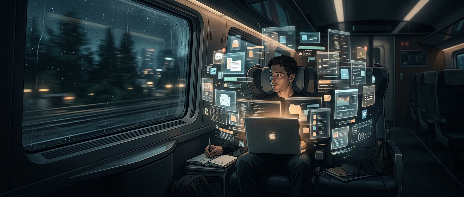 Why working on a train feels productive