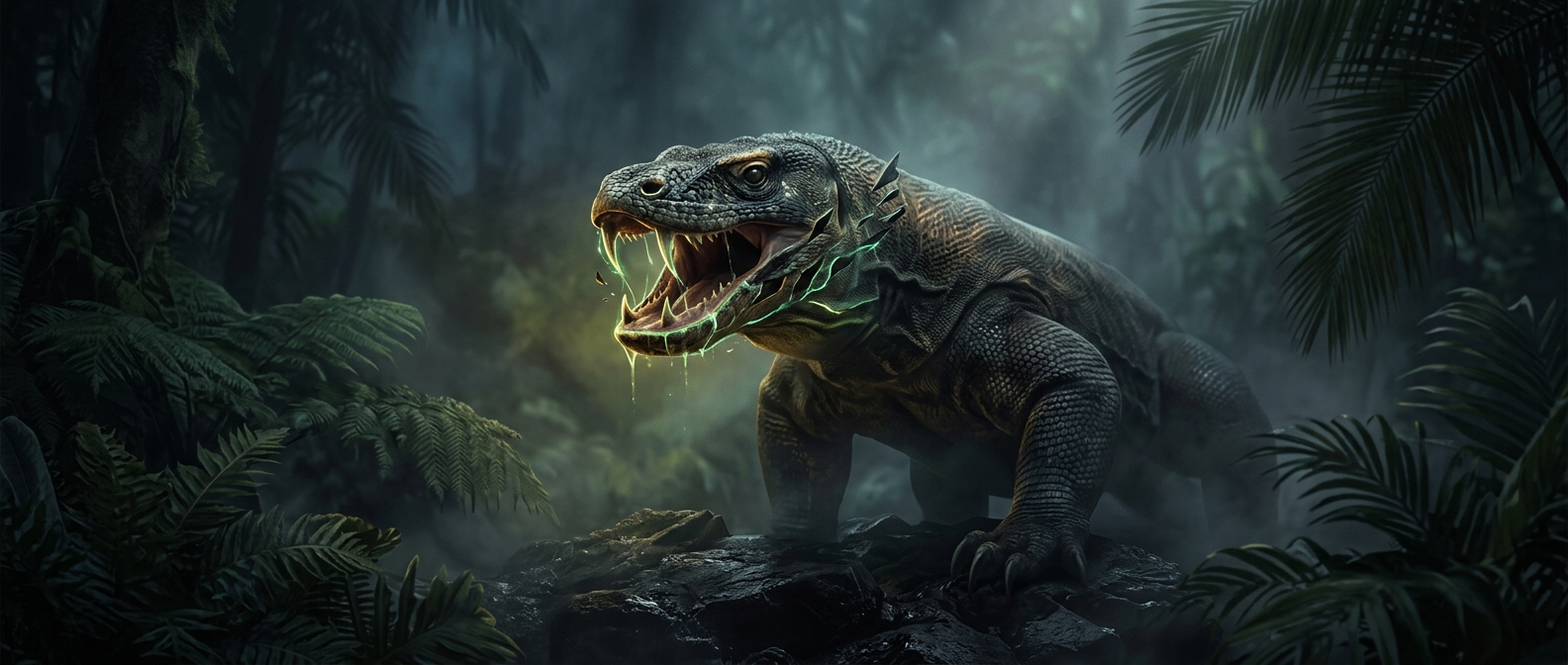 The venomous bite of a Komodo dragon