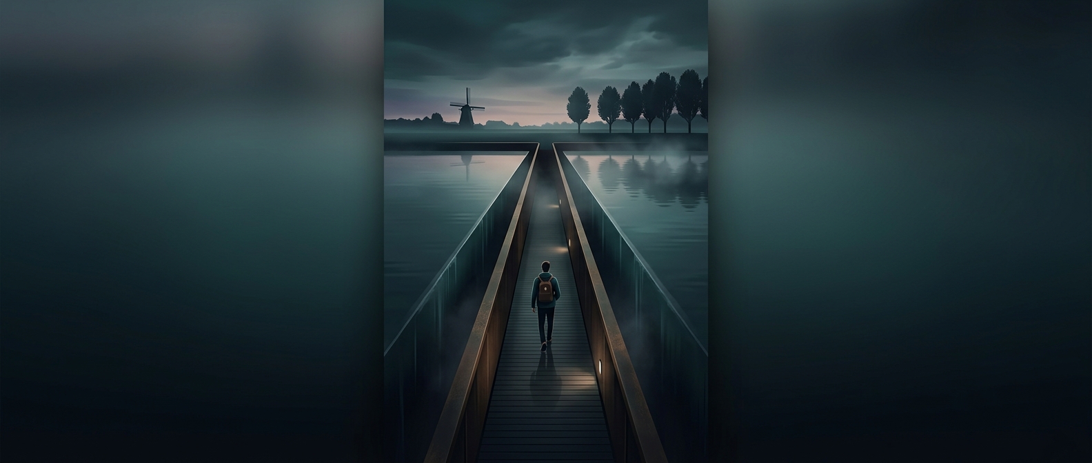 The bridge that lets you walk through a moat