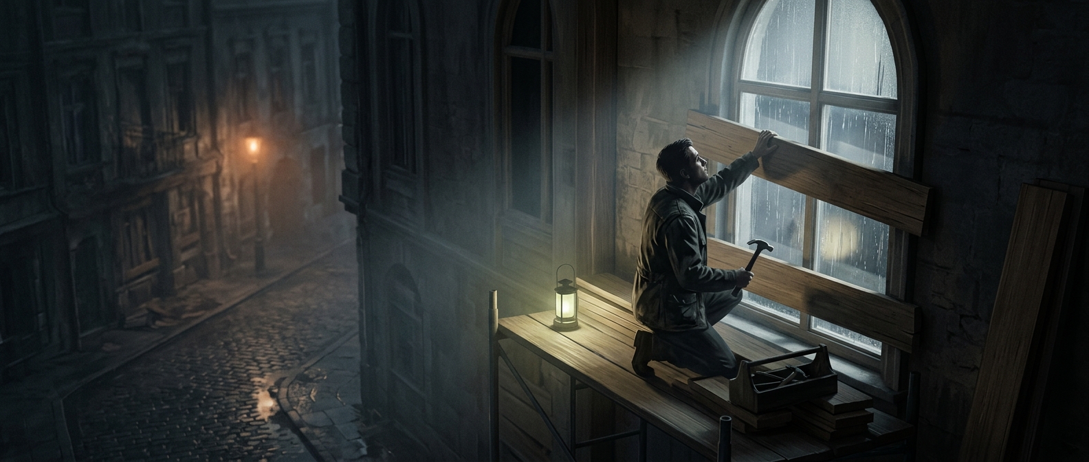 In Resident Evil 2, you can board windows before enemies climb through them